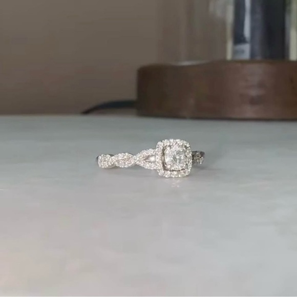Celebration Fire Diamond Ring Twist Bridal Set Ring & Band 14K White Gold Size 5 - Picture 3 of 16